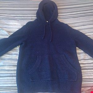 Navy Blue Knitted Hoodie